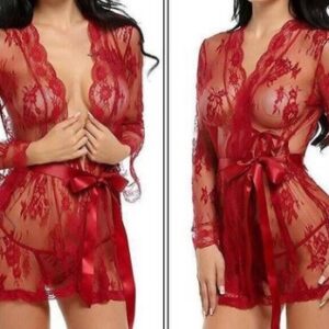 Sexy lingerie bathrobe strappy nightdress set